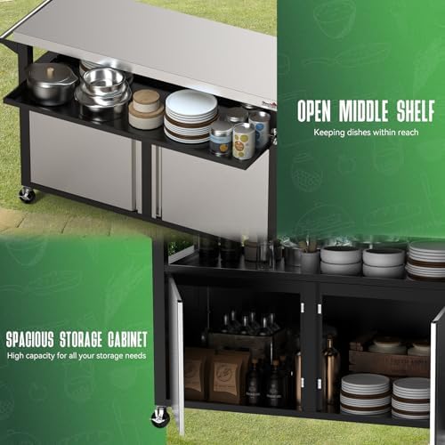 Stanbroil BBQ Grill Cart with Stainless Steel Table Top for Outdoor Indoor - Image 6