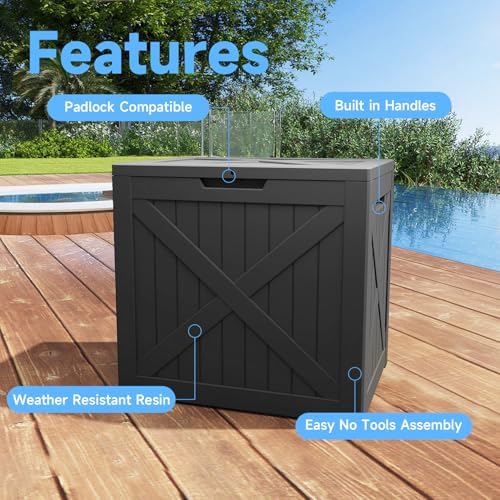 ROJIK 34 Gal Deck Box Waterproof,Black - Image 4