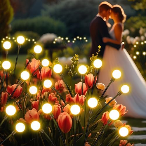 NBQQ Solar Garden Lights 4 Pack of 32 LEDs Swaying Firefly Garden Decor - Image 2