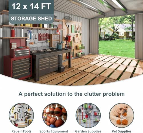 Polar Aurora 12x14 FT Outdoor Storage Shed Black - Image 5