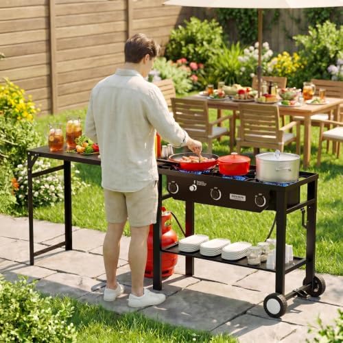 ROVSUN 3 Burner Propane Gas Stove with Foldable Workstation & Auto-Ignition - Image 7