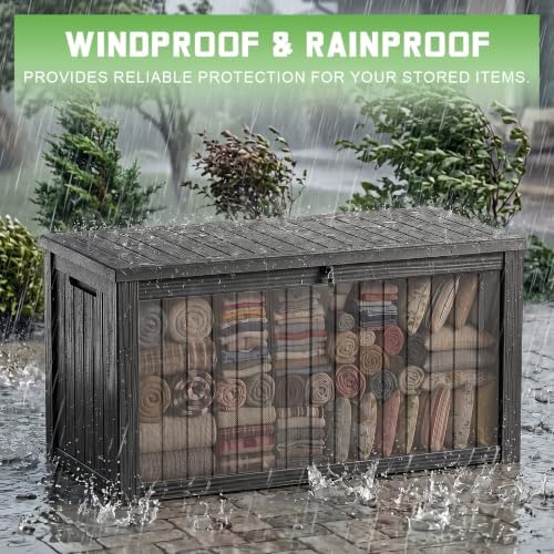 PatioZen 200 Gallon Deck Box Lockable Waterproof UV Resistant Black - Image 3
