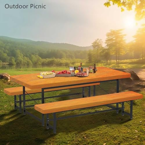 CAPSCEOLL Fitted Picnic Table Cover with Bench Covers 8ft - Burnt Orange - Image 6