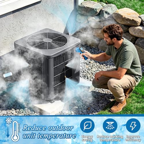AC Condenser Misting Cooling System Includes Water Filter Cutter, Air Conditioner Cooler System Evaporative Cooling Kit for Residential AC Units, Sun-Exposed Condensers&High-Temperature Climate Homes - Image 2