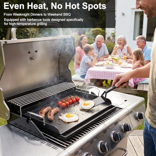 Cast Iron Griddle for Gas Grill with 5-Piece Griddle Tool Kit, 17" x 13" - Image 4