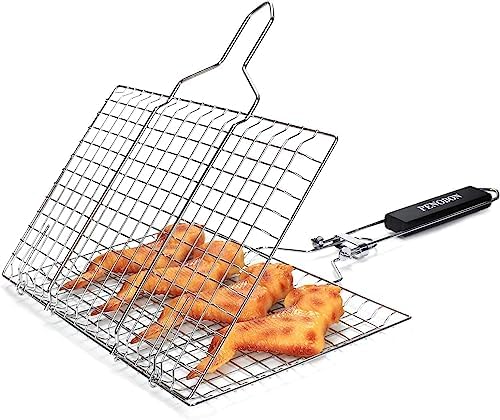 Fish Grill Basket, Stainless Steel BBQ Basket for Vegetables and Shrimp - Image 4