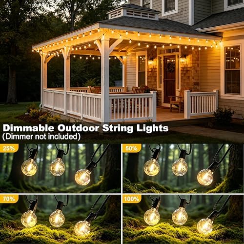 Outdoor String Lights Patio Lights 50FT, 25+1 G40 Edison Bulbs - Image 4