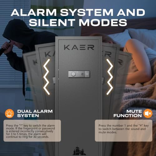 KAER 13-16 Biometric Gun Safe for Rifles and Pistols Fits Scoped RifleAR-15 - Image 6