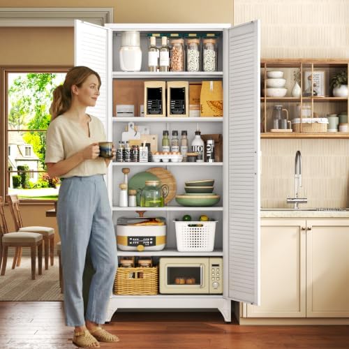 75" Metal Pantry Cabinet,Kitchen Storage Cabinet with Shelves - Image 2