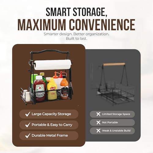 Grill Caddy for Outdoor Kitchen, Picnic Basket, BBQ - Image 3