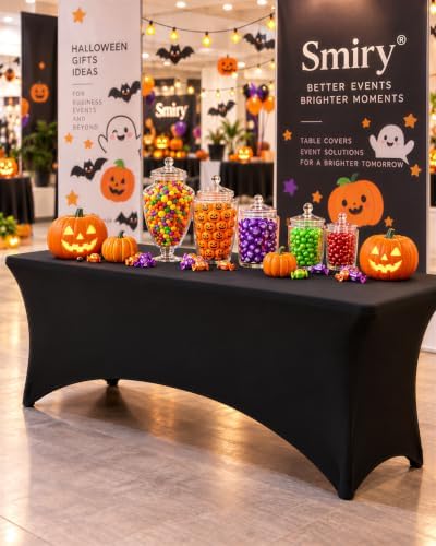 Smiry 10 Pack Spandex Table Cloth 6FT, Elastic Fitted Black Tablecloth - Image 2