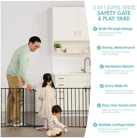 Regalo Safety 24"-192" Metal 2-in-1 Super Wide Baby Gate & Play Yard - Image 4