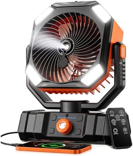 Portable Misting Fan with 20000mAh USB Rechargeable Battery, 250mL Water Tank & LED Lantern – Cooling Fan with Mister for Camping, Home, Tent, Beach, Picnic, Barbecue, Outdoor & Indoor Use by Buyitnow