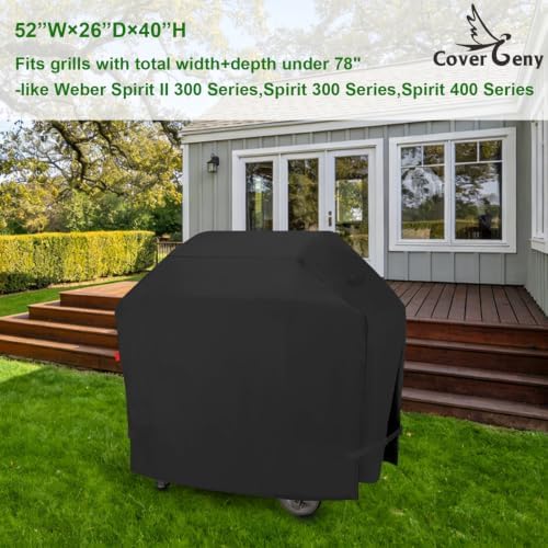 Grill Cover for Weber Spirit 200 and Spirit II 200 Series, E-210, Spirit 300,Spirit II 300, Spirit 400 Series,E-310,E-325,S-315,E-435, E-425,EP-325 Compared to Weber 7106 & 7139,52" - Image 2