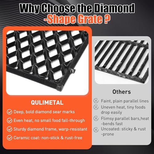 17.5" Dual Sided Diamond Sear Grill Grates for Weber Spirit 200 Series - Image 3