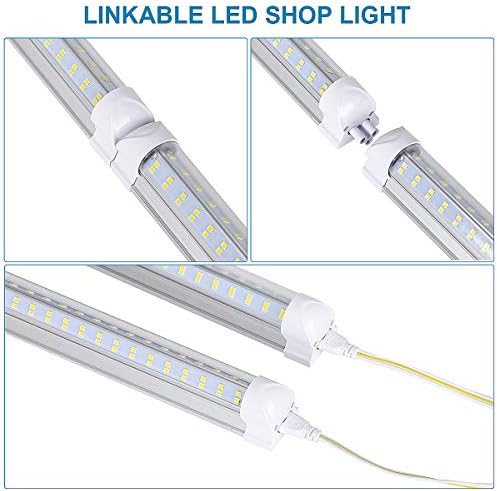 (10-Pack) 8ft LED Shop Light Fixture,V Shape 100W 18500LM 5000K (Daylight White),8 Foot, 96'' T8 Integrated LED Tube, Linkable Led Bulbs for Garage, Warehouse, Plug and Play, Clear Lens - Image 5