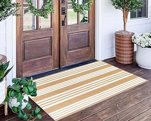 Fall Front Porch Rug 24"x51"Khaki and White Outdoor Rug Layered Doormat - Image 7
