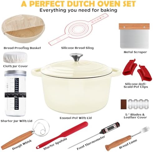 Enameled Cast Iron Dutch Oven Pot with Lid, 5QT Dutch Oven for Bread Baking - Image 2