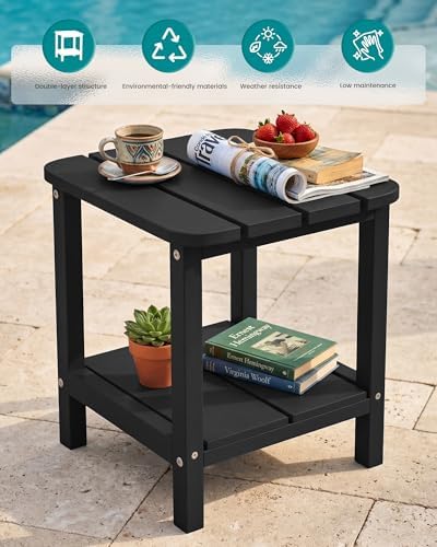 SERWALL Double Adirondack Side Table Rectangular End Table, Black - Image 5