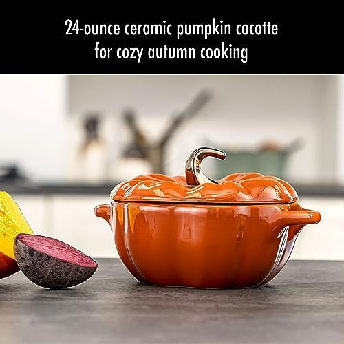 STAUB Ceramic 0.75-qt Petite Pumpkin, Oven & Stove Safe up to 572°F, Pumpkin Dish, Baking Candy Burnt Orange - Image 2