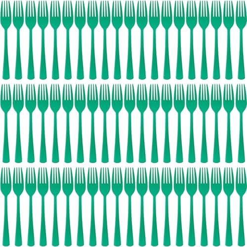 60 Pcs Green Disposable Plastic Forks Cutlery Heavy Duty Dinnerware Plastic Silverware Flatware for Home Office School Party Picnics Restaurant Outdoor Events or Every Day Use (Green) by Unknown
