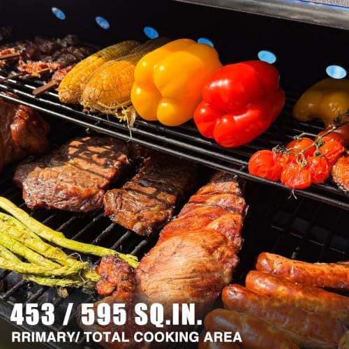 KingChii Wood Pellet Grill & Smoker, Electric Pellet Smoker Grill, 595 SQ.IN Grill Cooking Capacity, 13.2LB Hopper for Outdoor Barbecue Patio Cooking Bake and Roast,Brown (Up to 500°F) - Image 2