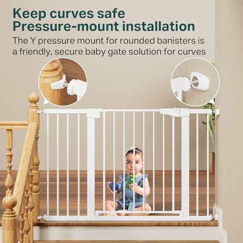 Cumbor 30-48 in Baby Gate for Stairs, Auto Close Dog Gate Indoor, White - Image 5