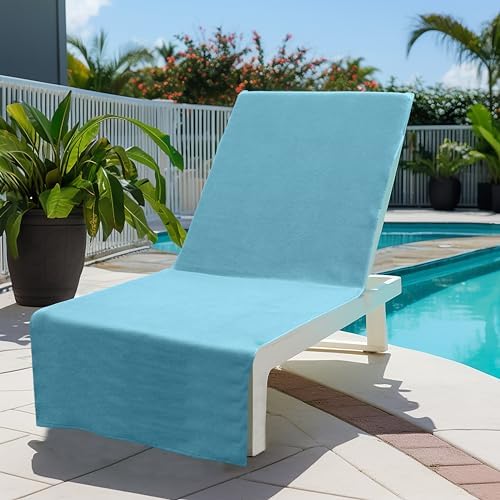 COTTON CRAFT Pool Lounge Chair Cover - 2 Pack - Blue - Image 3