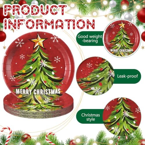Rtteri 100 Pcs Christmas Paper Plates Disposable 9 Inch Santa Dinner Plate - Image 4