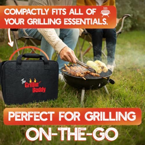 The Grillin' Buddy Grill Organizer|BBQ Accessories Storage Case|Water&Fireproof Carrying Bag| Multiple Compartments for Grill Tools, Spices & Sauces, Tailgating, Camping, RV, Boating & Backyard BBQ - Image 4