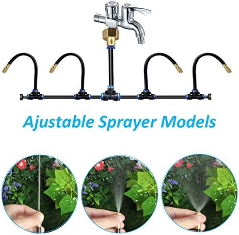 Outdoor Misting Cooling System Kit with Flexible Adjustable Nozzles & Flexible Misting Line & Filter, Patio Misters Mister System Drip Irrigation System for Outside Patio(Size:30m Tube+ 30 nozzles,) - Image 7