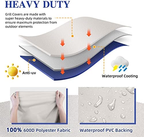72 Inch Heavy Duty Grill Cover Waterproof for Weber Genesis BBQ Cover,Navy - Image 5
