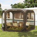 East Oak Screen House Tent Pop-Up, Portable Screen Room Canopy Instant Screen Tent 12 x 12 FT with Carry Bag for Patio, Backyard, Deck & Outdoor Activities, Brown by EASTOAK