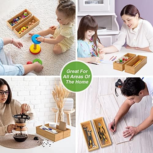 Lixple Bamboo Kitchen Drawer Organizer, 2 Pack, 9" x 3" x 2" - Image 5