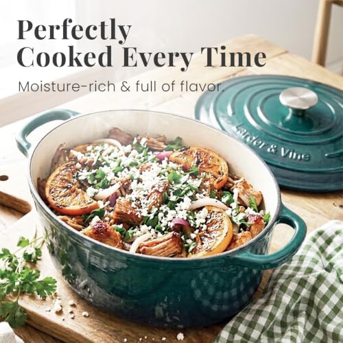 Larder & Vine 8 qt Oval Enameled Cast Iron Dutch Oven Pot, Bondi - Image 3
