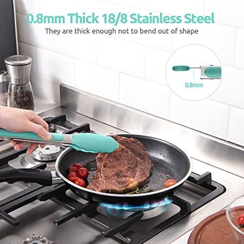 U-Taste Kitchen Tong for Cooking, 600ºF Heat-Resistant Silicon, 9"/Aqua Sky - Image 5