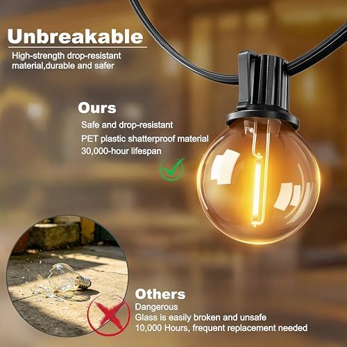 Outdoor String Lights Patio Lights 50FT, 25+1 G40 Edison Bulbs - Image 3