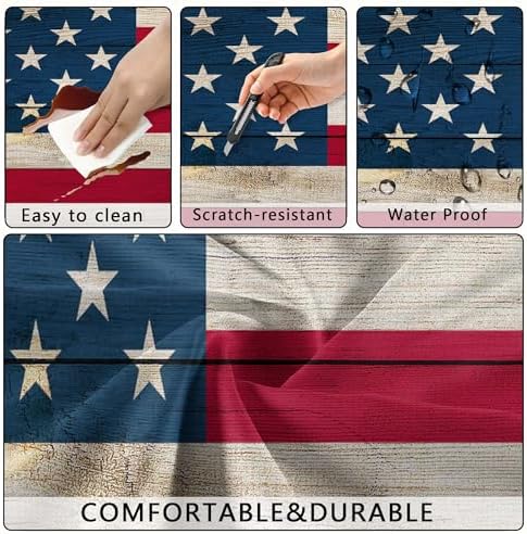 American Flag Picnic Table Cover with Bench Covers, Waterproof Windproof Oilproof, Camping Essentials, Fitted Tablecloth Cover with Elastic Edge, for Indoor & Outdoor, Garden, 3 Pieces Set, 30x72 Inch - Image 4