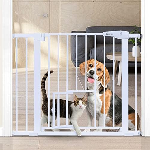 COMOMY Auto Close Pet Gate with Cat Door, 29.5"-40.5" Dog Gate for House - Image 2