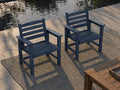 Patio Dining Chairs Set of 2, All-Weather HDPE Outdoor Dining Chair with High Back, Stackable Heavy Duty 400 lbs Lawn Armchair for Backyard Deck Porch Table, Navy Blue by PatioKingdom