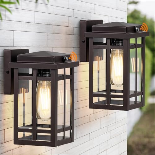 9.76'' Dusk to Dawn Outdoor Wall Light 2 Packs, Brown by MYHXQ