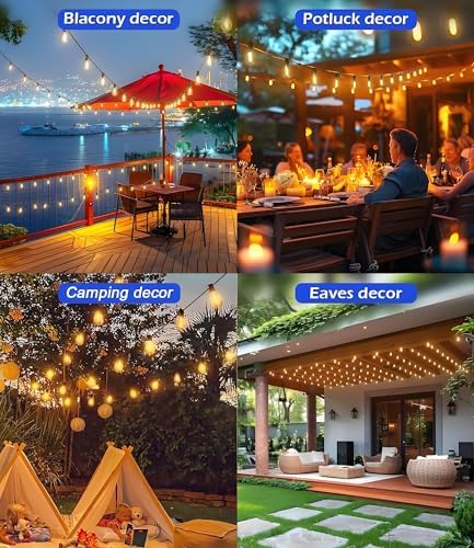 Tenmiro 200FT LED Outdoor String Lights with Remote, 74+2 Shatterproof Bulbs Dimmable Timing 3 Light Modes Outside Patio Lights for Backyard Porch Deck Garden Balcony Pool party Hanging Lighting Decor - Image 7