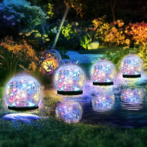 Solar Globe Lights Outdoor Waterproof-Solar Garden Lights 4 Pack by PATIOPIA