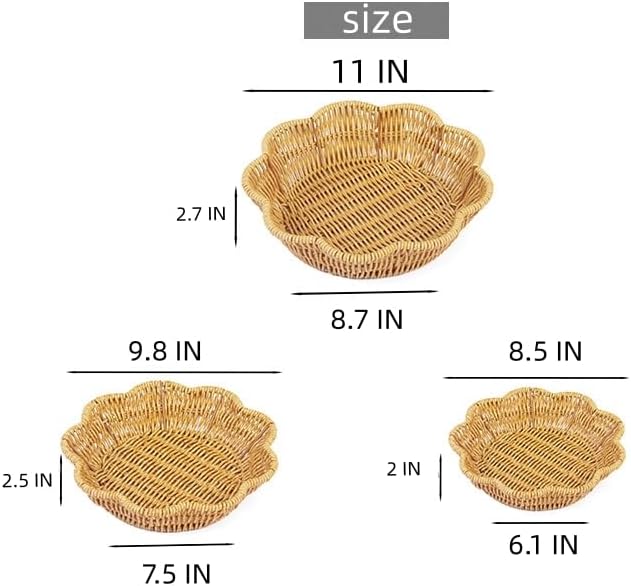 Circular Wavy Imitation Rattan Wicker Picnic Basket Set of 3 Sizes - Image 2