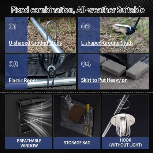 Bike Storage Shed Tent, Outdoor Bicycle Motorcycle Storage Shed with 210D Oxford Fabric PU2000 Waterproof for 2-5 Bikes, Bike Covers Shelter for Garden Tools, Toys, Lawn Mower (Black, Round M Size) - Image 6