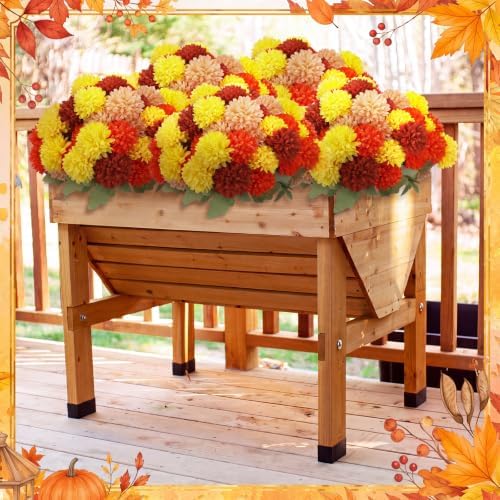 XunYee 12 Pcs Fall Artificial Flowers for Outdoor,Assorted Faux Mums - Image 6