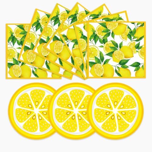 40PCS Lemon Party Decorations, Yellow Lemons Themed Paper Plates and Napkins, for Amalfi Coast Capri Lemon Party Decorations Summer Lemon Themed Baby Shower Party Supplies. by Actoridae
