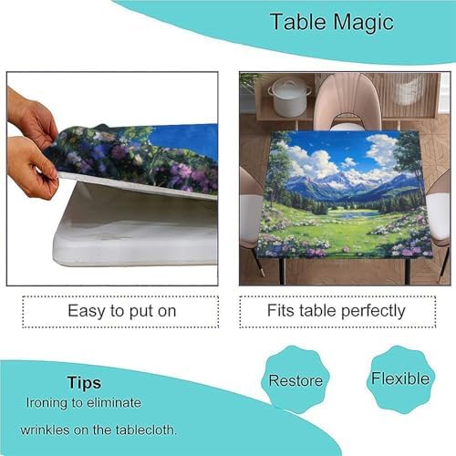 Card Table Cloth, Mountain Majesty Pattern Printed on Fade Resistant Patio Cover Fits, Use for Kitchen Patio Restaurant, Fit for 28" x 28" Square Tables - Image 3