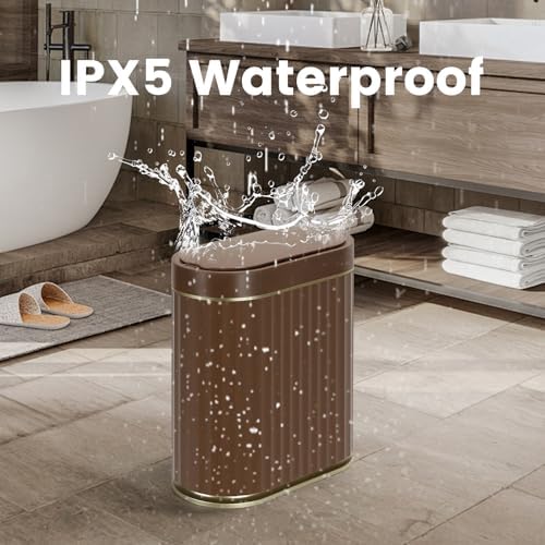 ELPHECO Bathroom Trash Can with Lid, 2 Gallon, Automatic Lid, Brown Gold - Image 5