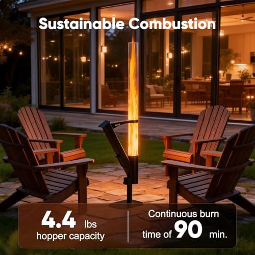 Rayzi 58 Inch Rocket Stove，Decorative Wood Pellet Heater，Outdoor Fireplace - Image 2